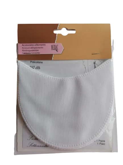 Witte wasbare kledingbeschermers - oksels  2 stuks